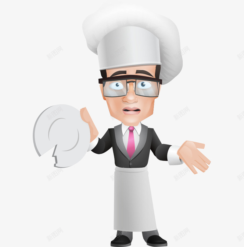 卡通手绘戴眼镜厨师拿破碎碟子png免抠素材_新图网 https://ixintu.com 卡通的人物 平面厨师素材 戴眼镜的厨师 手绘的厨师 拿破碎碟子的厨师 矢量厨师