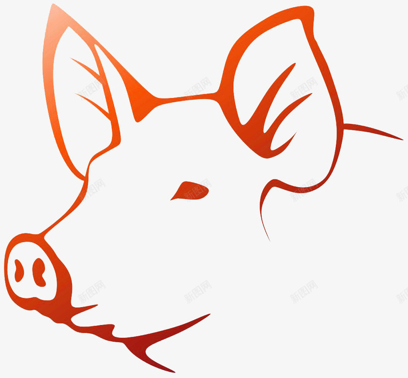 2019卡通红色猪头png免抠素材_新图网 https://ixintu.com 动物 喜庆 小猪 手绘 猪头 猪年 红色