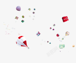 飞舞气球热气球飞舞礼品盒高清图片