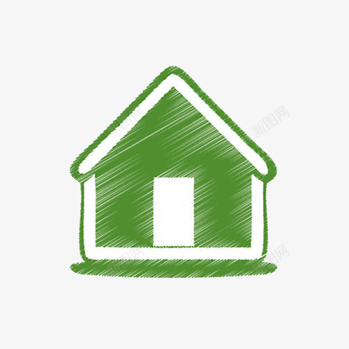 绿色拉丝图标png_新图网 https://ixintu.com PNG图标 卡通 小房子 拉丝 绿色