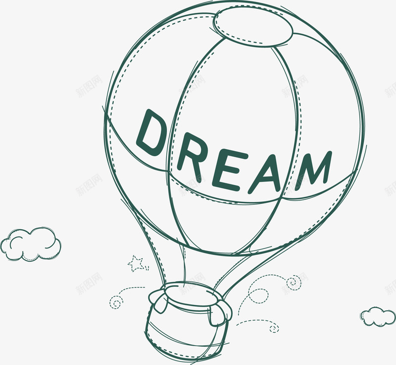 手绘梦想热气球漫画造型图标png_新图网 https://ixintu.com 梦想 漫画 热气球 空气球 造型