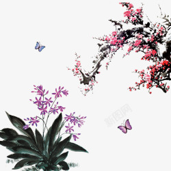 中国风梅花和兰花素材