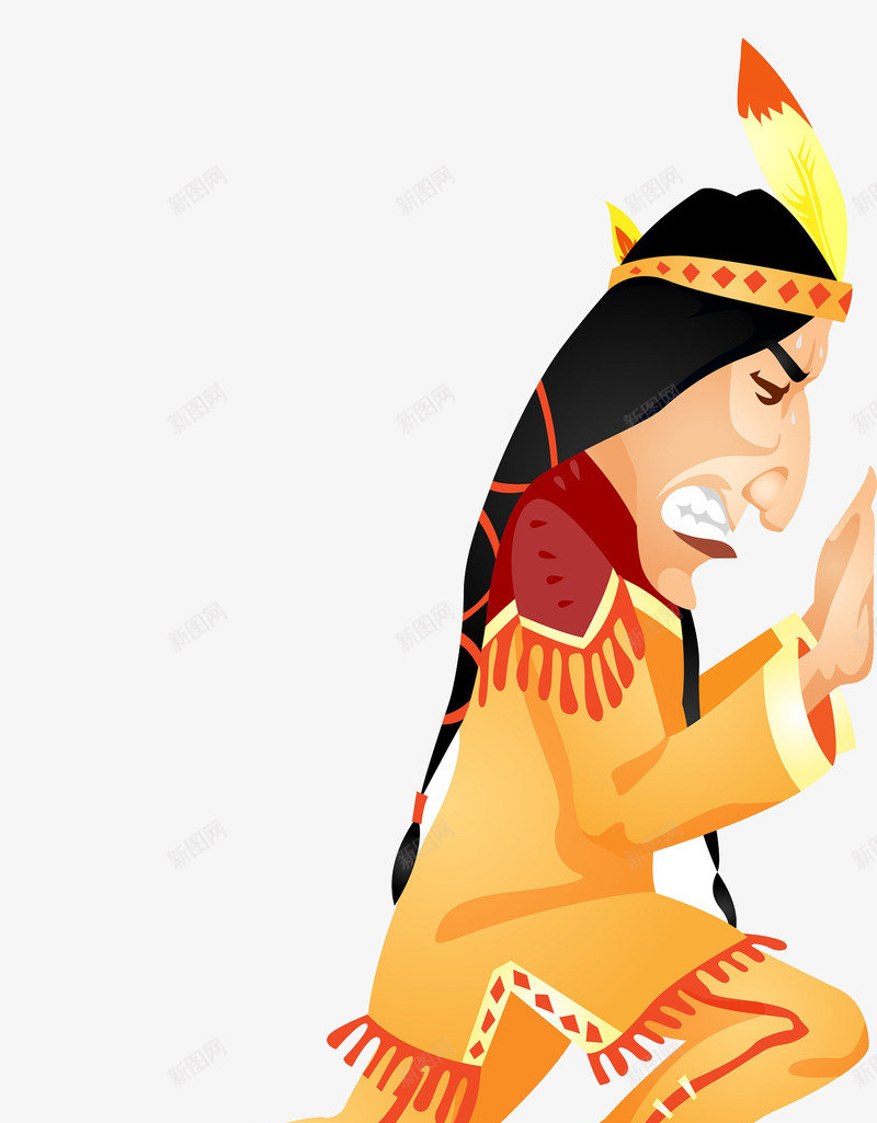 手绘苦恼的印第安人图png免抠素材_新图网 https://ixintu.com 人物 创意 卡通 印第安人 手绘 橙色 苦恼