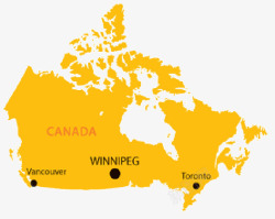 黄色加拿大地图英文版素材