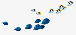 蓝色热带鱼手绘卡通鱼高清图片