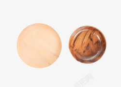 棕色光滑圆木盘和深棕色木质纹理素材