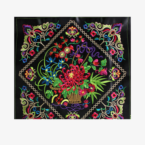 缤纷世界png免抠素材_新图网 https://ixintu.com 丰富 壮族文化 布料 手工刺绣 花卉 黑布