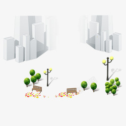 实景树木白色现代城市装饰高清图片
