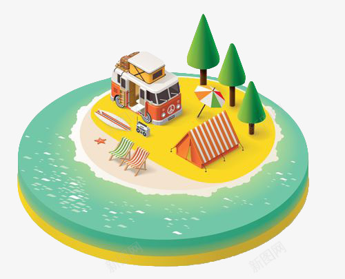 立体房屋图标psd_新图网 https://ixintu.com 别墅 植物 沙滩 海滩 风景