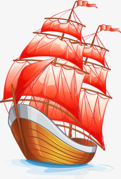 红色帆船卡通红色帆船矢量图高清图片