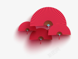 扇子红色扇子中国风打开的扇子素材