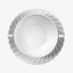 白色碟子上带提手的碗陶瓷制品实素材