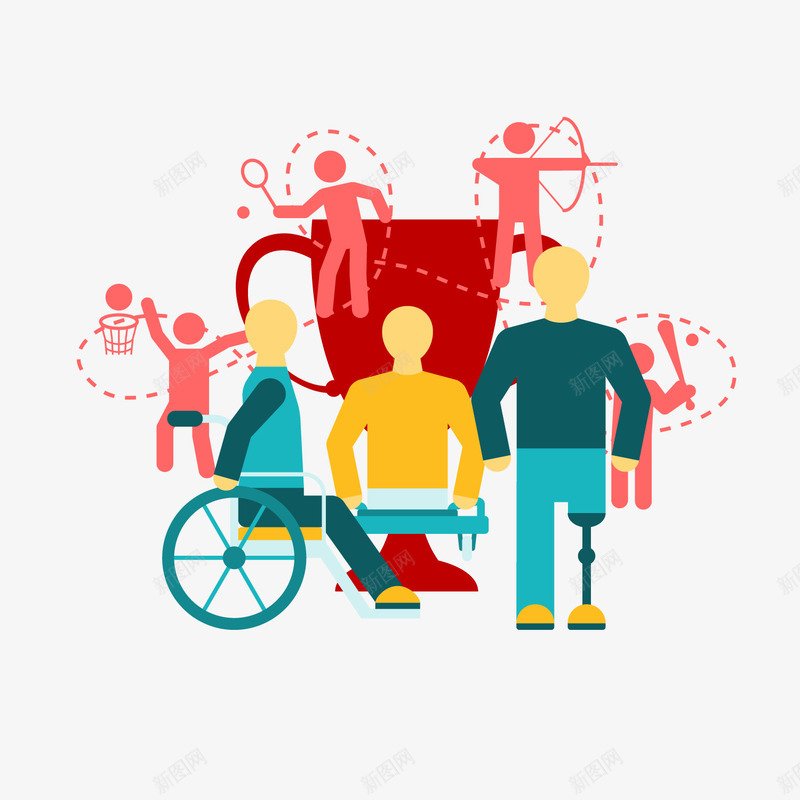 残疾人运动员背景装饰png免抠素材_新图网 https://ixintu.com 卡通人物 卡通残疾人 残疾人运动员 背景装饰 轮椅