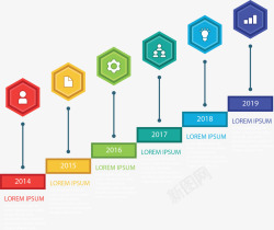彩色多边形阶梯图表矢量图素材
