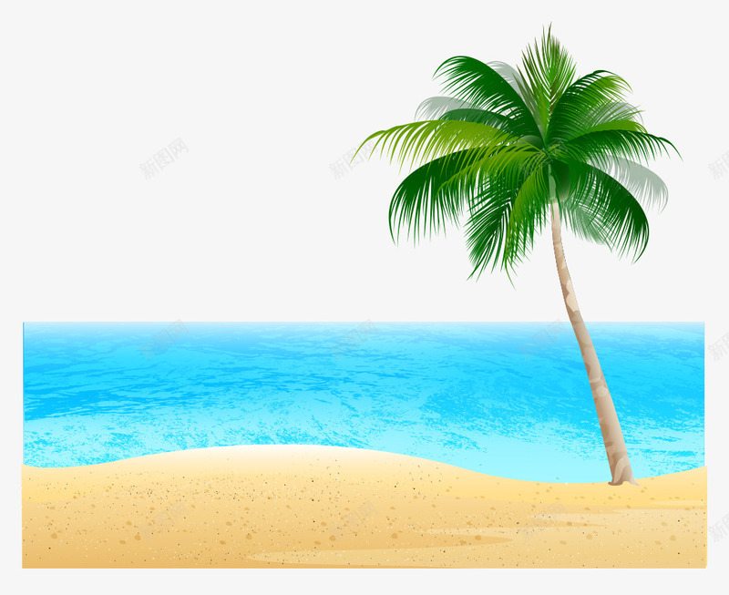 海岸沙滩风光png免抠素材_新图网 https://ixintu.com 度假 旅游 沙滩 海水 绿树