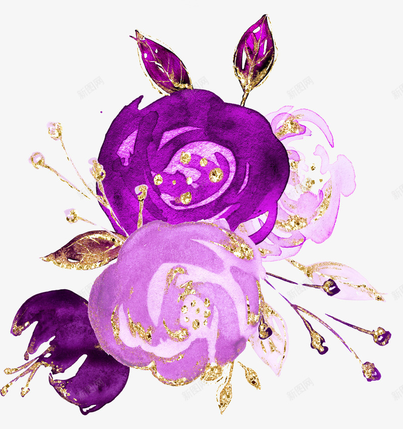 紫色花朵手绘简图png免抠素材_新图网 https://ixintu.com 叶子 手绘图 桔梗 水彩 花卉 花朵 花瓣 装饰