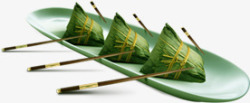 绿色创意龙舟粽子造型筷子酒店素材