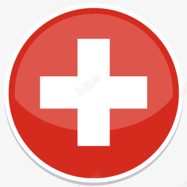 瑞士平圆世界国旗图标集图标