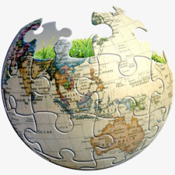 蛋壳拼图地图球体素材