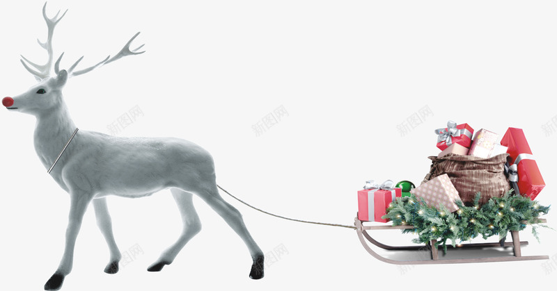 圣诞节png免抠素材_新图网 https://ixintu.com 圣诞元素 圣诞卡通 圣诞福德 圣诞礼物 礼品盒 麋鹿 雪橇
