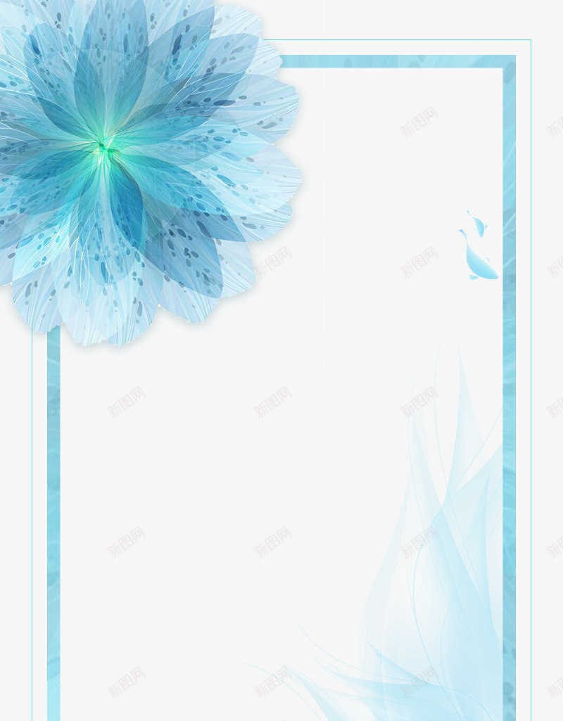 清新蓝色花瓣边框png免抠素材_新图网 https://ixintu.com 海报 线条 花 蓝色 装饰 边框