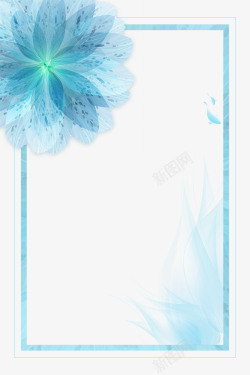 矢量花瓣边框清新蓝色花瓣边框高清图片