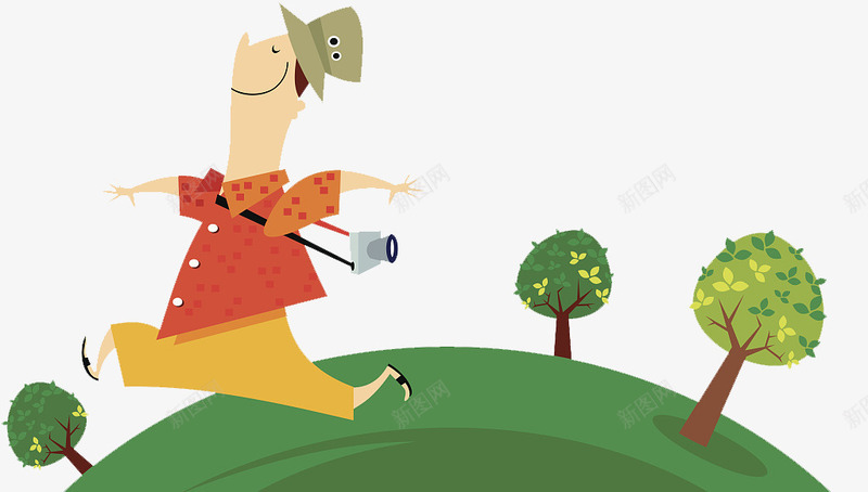 卡通可爱人物草地上奔跑的人png免抠素材_新图网 https://ixintu.com 人物 卡通 可爱 奔跑的人 背着相机 草地上 草地上的人