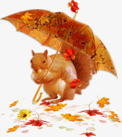 一把伞松鼠打着一把伞高清图片