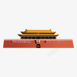 北京天安门建筑旅游景点插画矢量图素材