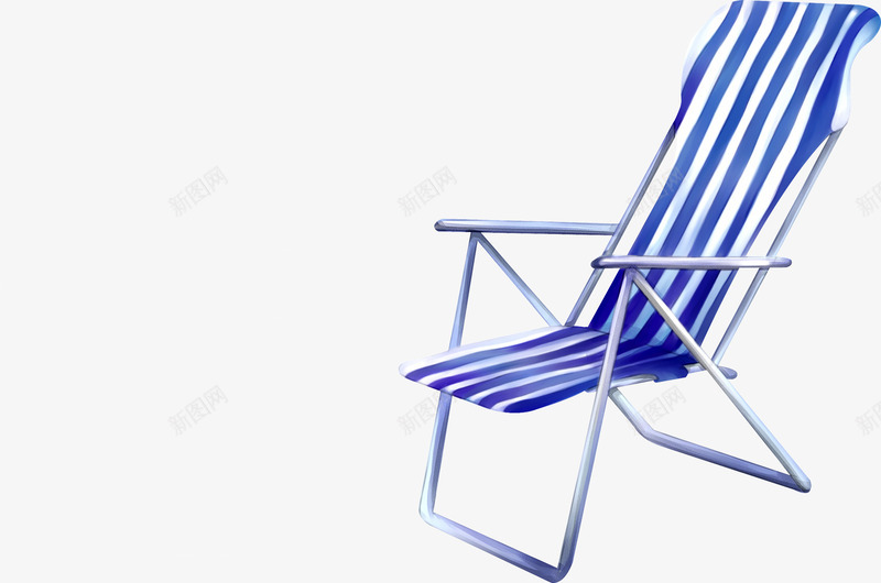 手绘蓝色沙滩躺椅png免抠素材_新图网 https://ixintu.com 沙滩 蓝色 躺椅