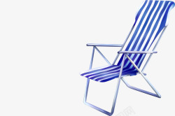 手绘蓝色沙滩躺椅素材
