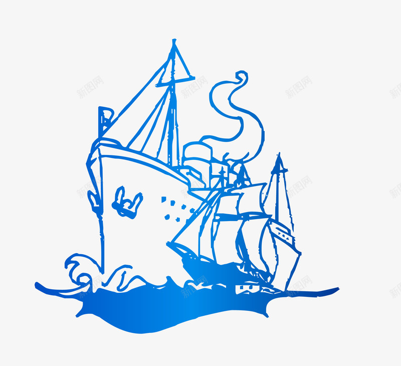 蓝色扬帆起航图标png_新图网 https://ixintu.com 一帆风顺 卡通手绘 图案图标 帆船 扬帆起航 杨帆起航