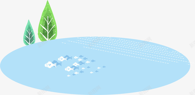 卡通湖水波纹png免抠素材_新图网 https://ixintu.com 卡通湖水 卡通绿树湖水 树林 河水 河流 湖水 绿色 自然风景