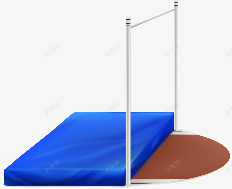 跳高运动设备简图png免抠素材_新图网 https://ixintu.com 卡通 沙发垫 蓝色软垫 跳杆 跳高 跳高垫 软垫