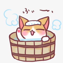 手绘小猫洗澡素材
