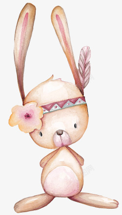 竖耳朵的兔子戴羽毛的兔子高清图片