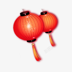 新年红色中国风灯笼装饰素材