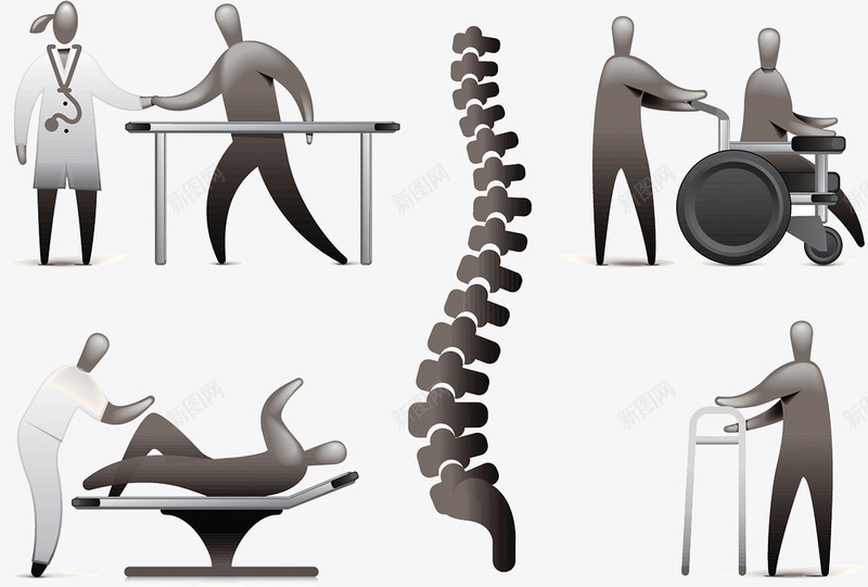 医院治疗元素图案png免抠素材_新图网 https://ixintu.com 康复 腰椎 轮椅 黑色