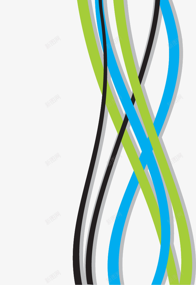 蓝绿色曲线组合png免抠素材_新图网 https://ixintu.com 弧度线 曲线组合 柔和曲线 波浪线 相互交错 蓝绿黑色 装饰曲线 飘逸曲线