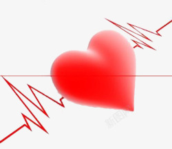 心跳曲线红心心电图图标高清图片