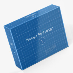 蓝色商务英文长方形盒子素材