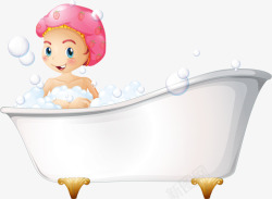 粉色的浴帽泡泡浴公主高清图片