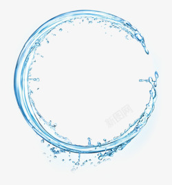 水珠蓝色圆形水圈高清图片