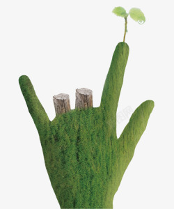 绿色创意爱护环境手势插画素材