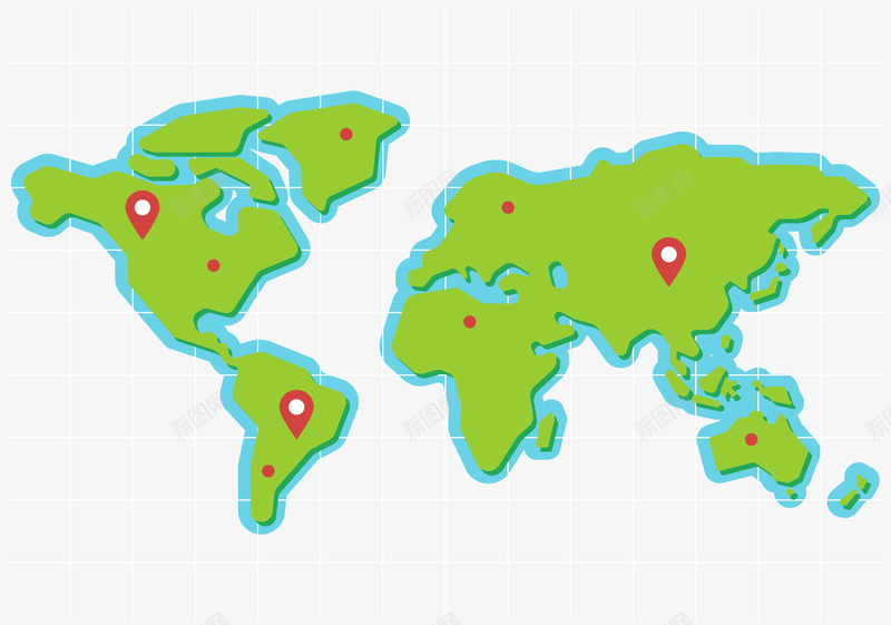 绿色世界地图png免抠素材_新图网 https://ixintu.com 世界地图 世界地图轮廓 中国北京 全球定位 大国首都 定位地点