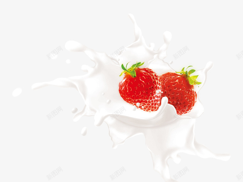 酸奶草莓psd免抠素材_新图网 https://ixintu.com 奶 水果 牛奶 草莓 酸奶
