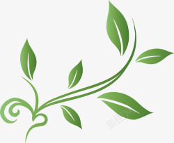 藤蔓手绘图绿色叶子藤蔓装饰图矢量图高清图片
