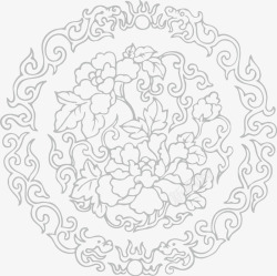 青海传统纹饰牡丹花纹高清图片