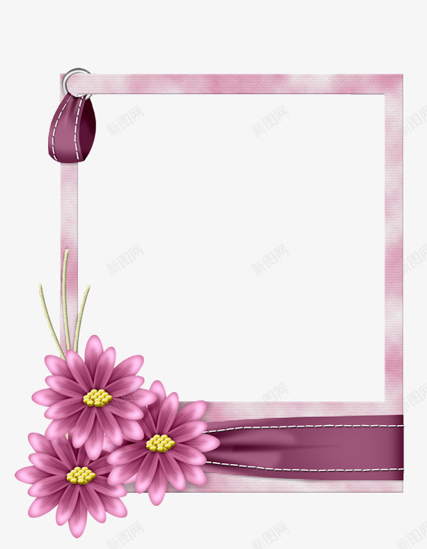 粉色花朵相框装饰png免抠素材_新图网 https://ixintu.com 粉色 花朵 装饰
