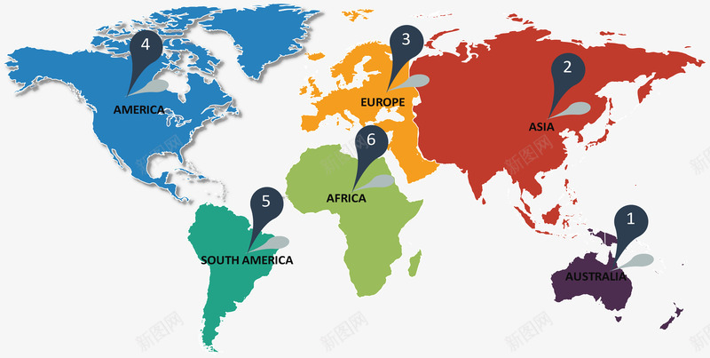 世界地图分布图png免抠素材_新图网 https://ixintu.com 创意图表 商业策略 步骤流程图 销售策略